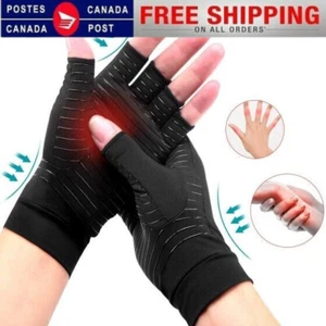 1Pair Copper Arthritis Compression Gloves Carpal Tunnel Wrist Brace - Picture 1 of 6