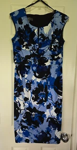 DONNA RICCO NEW YORK Royal Blue Black Gray White Sleeveless Dress, 10 - Picture 1 of 4