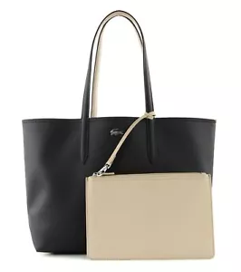 LACOSTE Anna Shopping Bag borsa a tracolla borsa cosmetica noir crema beige - Foto 1 di 7