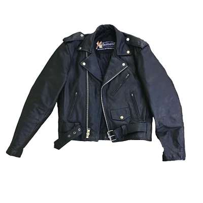 Xelement Women Medium Black Leather Long Sleeve Full-Zip Motorcycle Jacket Belt - Image 1 of 4