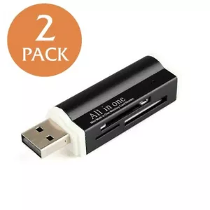 2XUSB 2.0 All in One Memory Card Reader For : MICRO-SD SD TF SDHC M2 MMC - BLACK - Picture 1 of 3