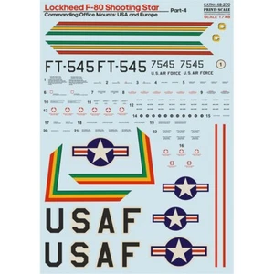 Lockheed F-80 Shooting Star Part 4 DECALS Scale 1:48 Print Scale 48-270 - Imagen 1 de 6