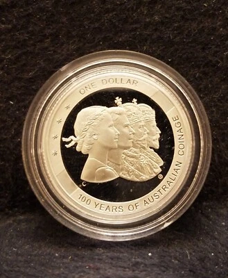 2010 Australia silver proof dollar, 100th Anniversary of Coinage, KM-1495a - Image 1 of 4