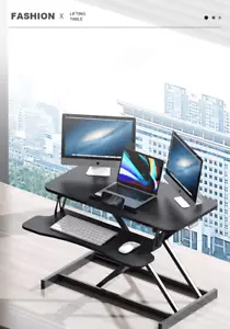 Rocelco 32" Dual Monitor Riser - Height Adjustable Standing Desk Converter with - Picture 1 of 4