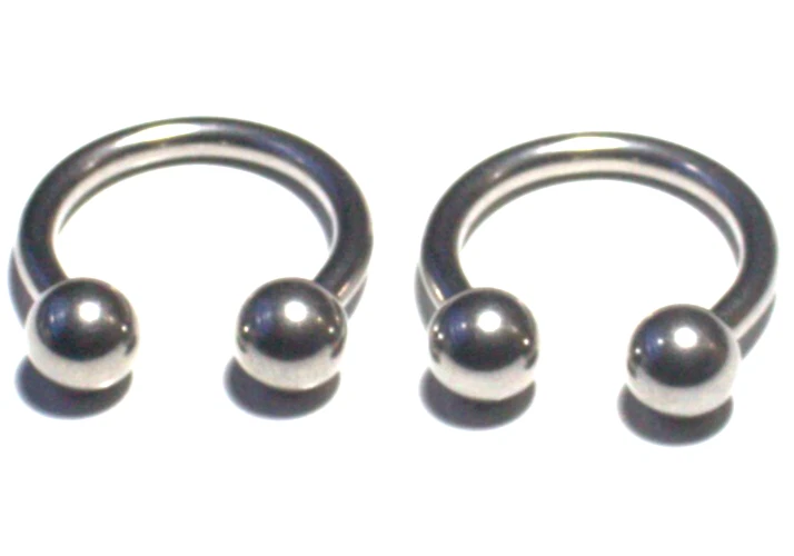 2 8g 3/4 Shiny Polished Horseshoe Rings Surgical Steel 316L Prince Albert Nipple - Image 1 of 3