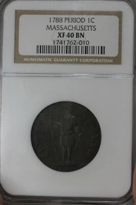 1788 .01 NGC XF40BN MASSACHUSETTS : PERIOD - Image 1 of 4