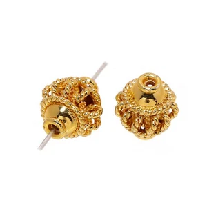 12 PCS 10MM SOLID COPPER BALI BEAD 18K GOLD PLATED 719 DMH-413 - Picture 1 of 3