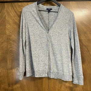 GAP Women’s Medium Linen Blend Heather Gray Lightweight Cardigan Long Sleeve - Picture 1 of 6