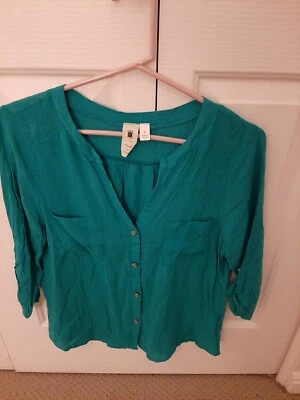 Women's Turquoise Rayon Blouse Size Large from Needle and Thread - Image 1 of 4