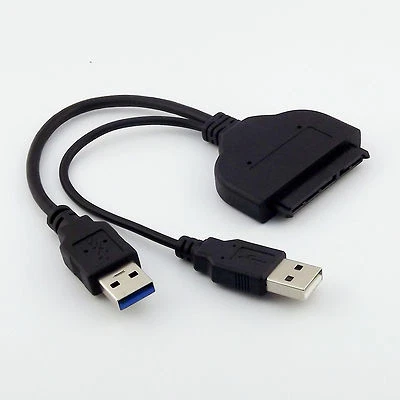 SATA 2.5" 7+15 Pin 22Pin to USB 3.0 + USB 2.0 Hard Disk Drive Data Adapter Cable - Image 1 of 4