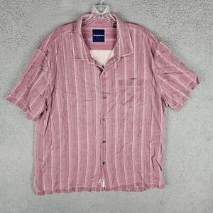 Tommy Bahama Shirt Mens 2XL Pink Striped XXL Silk Pocket Collar Button Up - Picture 1 of 10
