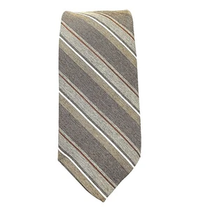 Cravatta collo uomo Britania marrone rosso bianco a righe classica LARGHEZZA 3" LUNGHEZZA 56"  - Foto 1 di 4