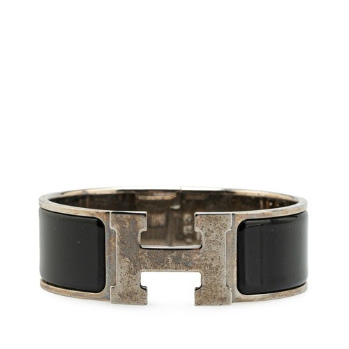 HERMÈS Bracciale HERMES Click Crack H Gm Argento Metallo Nero Donna
