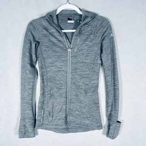 Suéter Icebreaker para mujer XS gris lana merino cremallera completa cárdigan capucha para correr - Imagen 1 de 11