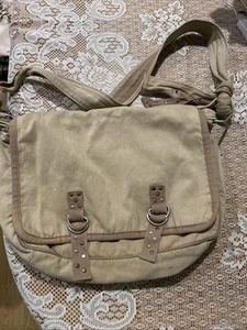 VNTG Canvas Pouch Crossbody Messenger Satchel Shoulder Bag Tan - Afbeelding 1 van 12