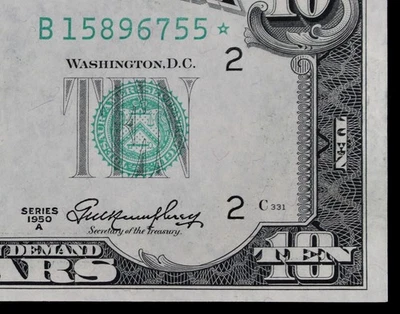 $10 1950A Star CU Federal Reserve Note B15896755* series A, ten dollar, New York - Image 1 of 3