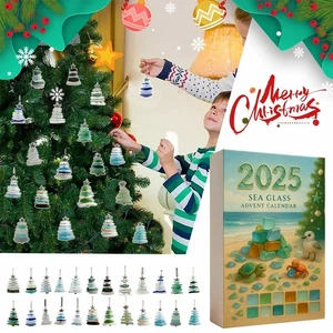Sea Glass Christmas Tree Advent Calendar 24 Days Acrylic Holiday Countdown - Picture 1 of 15