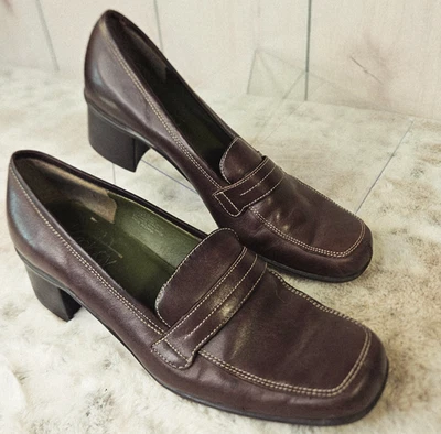 Aerosoles Aerology Women's Brown Slip-On Loafer 8M 2" Block Heels Comfort Padded - Image 1 of 4