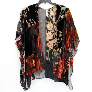 Floreat Anthropology Vintage Burnout Velvet Floral Print Small Kimono Sheer Boho - Picture 1 of 6
