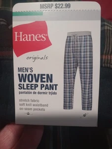  Hanes Mens Plaid Stretch Woven Sleep Pajama Pants - Forest Green - Picture 1 of 4