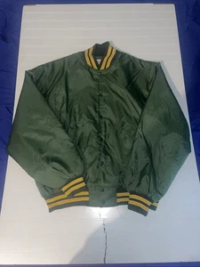 80s 90s Vintage Birdie John Deere Mens Green Nylon Satin Jacket Coat Size XL - Picture 1 of 19