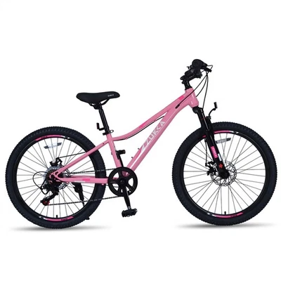 24 inch Mountain Bike Shimano 6-Speed Suspension Fork for Girls Boys Ride,Pink - Image 1 of 4