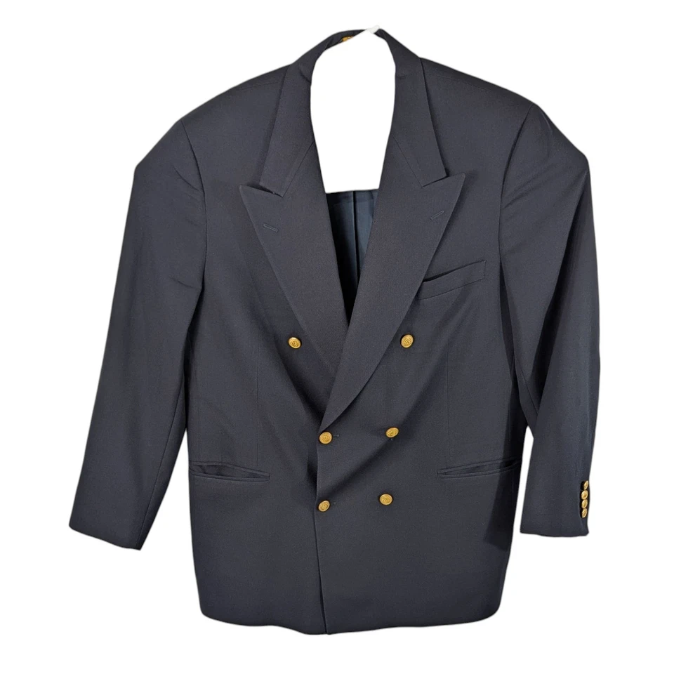 Brooks Brothers Navy Blue Double Breasted Blazer Gold Buttons 46 LG Brooksease - Image 1 of 4