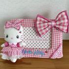 USJ Sanrio Hello Kitty Photo Stand Frame Plush Macot Pink Check Plaid Cherry
