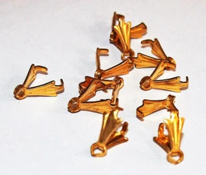 4 Pinch Bails Gold Plate double pegged 11 mm mint condition - Picture 1 of 5