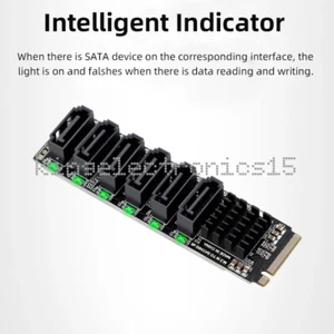 M.2 NVME PCI-E PCIE X4 X8 X16 to 6 Port 3.0 SATA Adapter Card Riser III ASM1166 - Picture 1 of 9