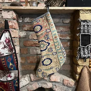 Kilim Christmas Stocking Embroidered Christmas Stocking Vintage Christmas Decor - Picture 1 of 2