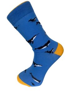 Frederick Thomas light blue mens cotton socks with whale design - Bild 1 von 1