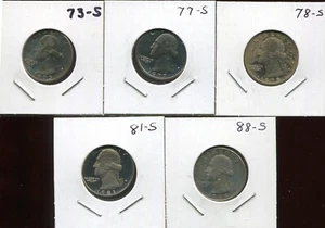 1973S, 77S, 78S, 81S, & 88S Washington Quarters CH/GEM BU (A915) - Picture 1 of 2