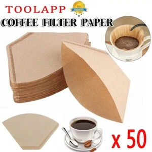 50Pcs Coffee Filter Paper Natural Unbleached Original Wooden Drip Paper AU - Bild 1 von 13