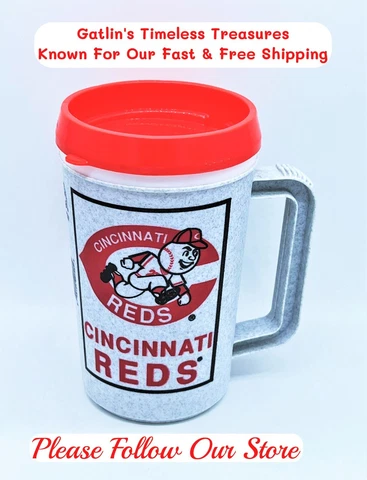 Betras USA 1997 Cincinnati Reds 22oz Travel Mug & Lid Super Thermo Genuine MLB Cover