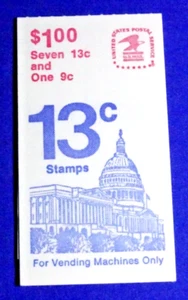 US BK 132 $1 SC# 1623Bc 1-9c STAMP + 7-13c STAMPS FLAG OVER CAPITOL SEALED #1 - Picture 1 of 3