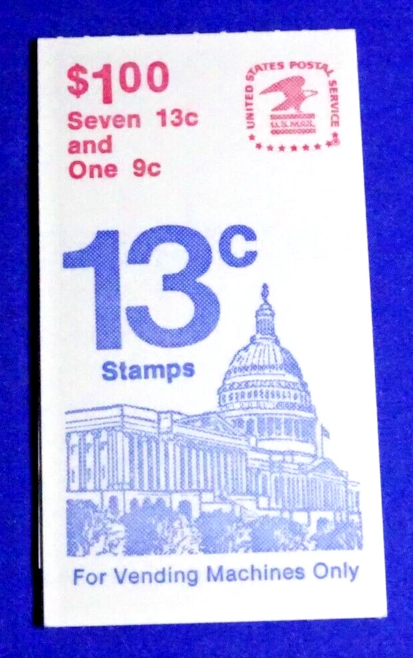 US BK 132 $1 SC# 1623Bc  1-9c STAMP  + 7-13c STAMPS FLAG OVER CAPITOL SEALED #1 - Image 1 of 3