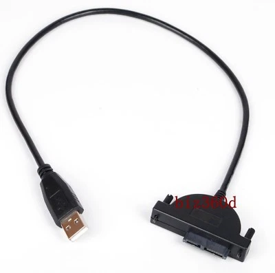 USB 2.0 to Mini SATA 7+6 13Pin Adapter Cable fr Laptop CD/DVD ROM Slimline Drive - Image 1 of 4