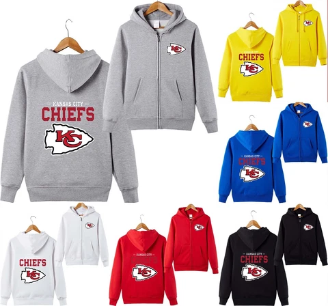 Kansas City Chiefs Men's Hoodie Zip up Sweatshirt  Casual Hooded Jacket Coat Cover