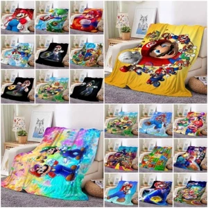Super Mario Flannel Blanket Bed Sofa Throw Soft Warm Plush Rug Bedding Game Gift - Picture 1 of 26