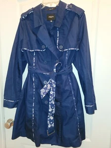 JASON WU for TARGET Navy Blue Trench Coat W/floral Trim Sz XL NWOT - Picture 1 of 9