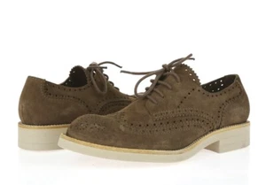 Pedro Garcia Mens Brown Suede Perforated Wingtip Lace Up Oxfords Size 40.5 / 7.5 - Picture 1 of 6