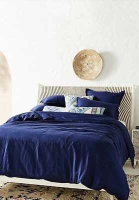 Edredón Anthropologie Relajado Colección Algodón-Lino Talla King Azul Real Foto 1 de 2