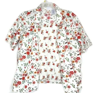 Bobbie Brooks Damen Größe 22/24 W Bluse 1 Stück Twin Set Knopfleiste Blumenmuster - Bild 1 von 11