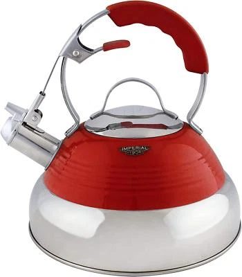 Brand New Imperial 1908 Limited Edition Stove Top Ribbon Red Whistling Kettle 2L - Image 1 of 4