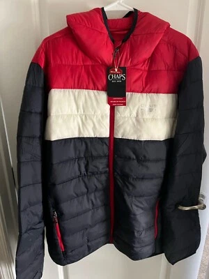 Chaps Red White Blue American Navy Lightweight Puffer Jacket NWT Size XLT - Image 1 of 4