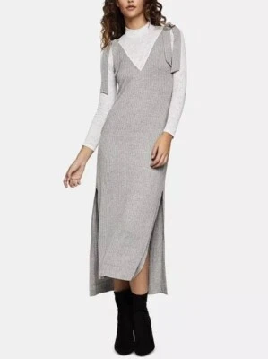 Maxi Vestido BCBGeneration Midi Look En Capas Gris Jaspeado L Nuevo con Etiquetas $108 Foto 1 de 4