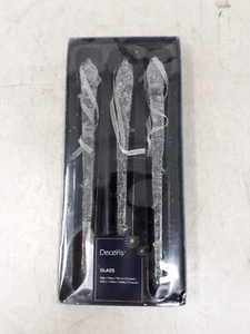 Set addobbi natalizi/3 ghiaccioli in vetro trasparente con glitter argento all'interno 8 pollici - Foto 1 di 5