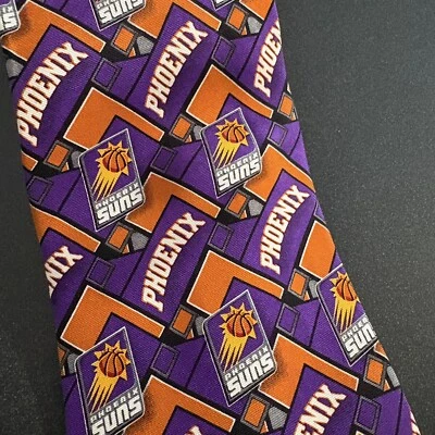 Corbata Phoenix Suns Equipo de Baloncesto NBA Hombre Seda 4” X 59” Púrpura Naranja Foto 1 de 4