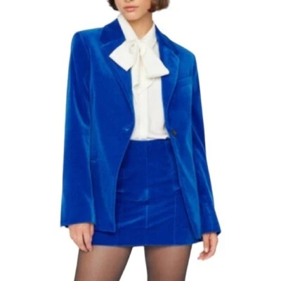 NWT Frame Velvet Seamed Stretch Mini Skirt Bluette Size 6 Retail $348 - Image 1 of 4